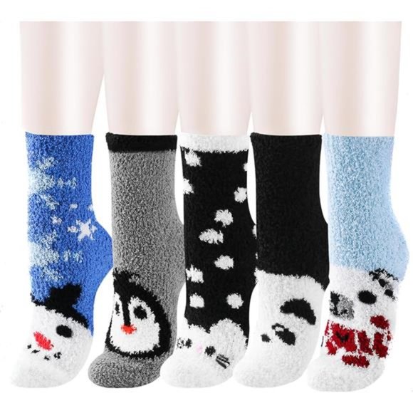 Fluffy Fuzzy Socks - 4 to 5 Pairs Bulk Pack - Cozy Warm Fleece Socks For Women - Picture 1 of 5